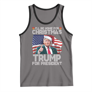 Christmas Trump Tank Top Ill Be Home For Xmas American Flag TS02 Deep Heather Black Print Your Wear