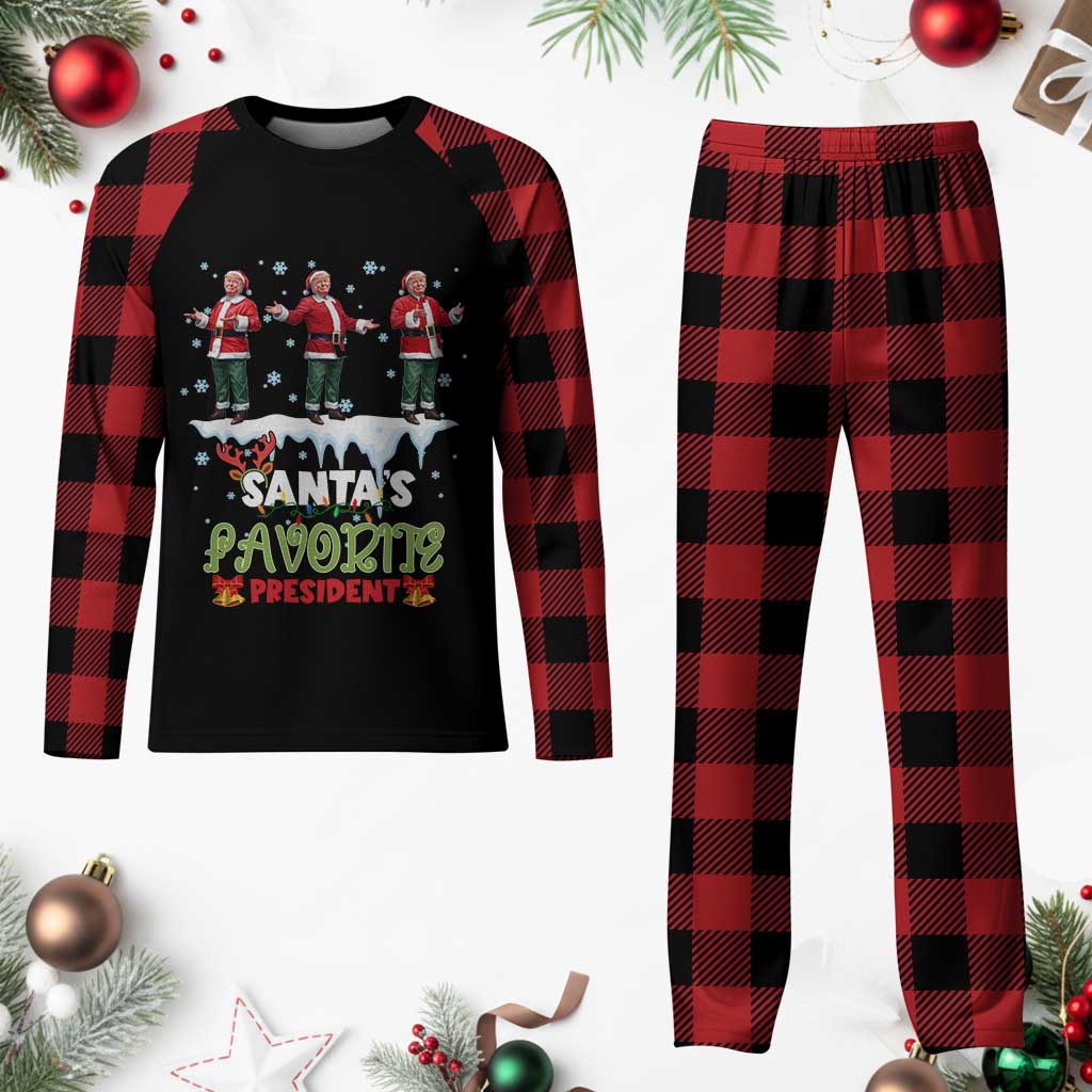 Christmas Trump Plaid Pajama Set Santa's Favorite President Funny Dancing TS02 Buffalo Plaid Print Your Wear