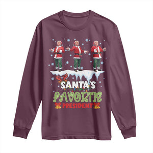 Christmas Trump Long Sleeve Shirt Santa's Favorite President Funny Dancing TS02 Maroon Print Your Wear