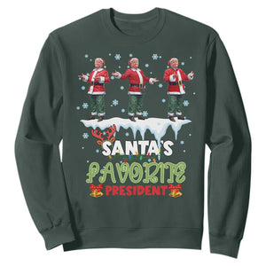 Christmas Trump Sweatshirt Santa's Favorite President Funny Dancing TS02 Dark Forest Green Print Your Wear