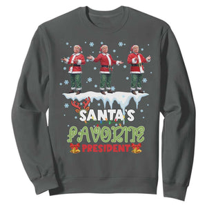 Christmas Trump Sweatshirt Santa's Favorite President Funny Dancing TS02 Dark Heather Print Your Wear