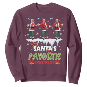 Christmas Trump Sweatshirt Santa's Favorite President Funny Dancing TS02 Maroon Print Your Wear