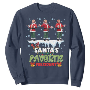 Christmas Trump Sweatshirt Santa's Favorite President Funny Dancing TS02 Navy Print Your Wear