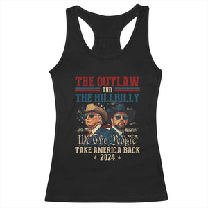 Trump Vance 2024 Racerback Tank Top The Outlaw and The Hillbilly Take America Back Retro American Flag TS02 Black Print Your Wear