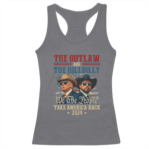 Trump Vance 2024 Racerback Tank Top The Outlaw and The Hillbilly Take America Back Retro American Flag TS02 Charcoal Print Your Wear