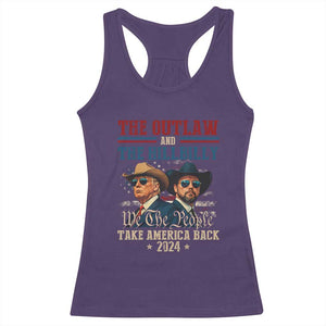 Trump Vance 2024 Racerback Tank Top The Outlaw and The Hillbilly Take America Back Retro American Flag TS02 Purple Print Your Wear