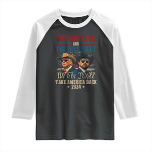 Trump Vance 2024 Raglan Shirt The Outlaw and The Hillbilly Take America Back Retro American Flag TS02 Black White Print Your Wear