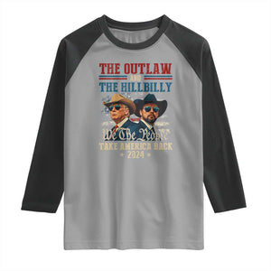 Trump Vance 2024 Raglan Shirt The Outlaw and The Hillbilly Take America Back Retro American Flag TS02 Sport Gray Black Print Your Wear
