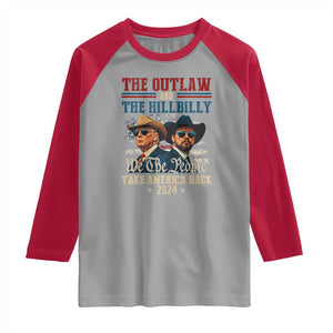 Trump Vance 2024 Raglan Shirt The Outlaw and The Hillbilly Take America Back Retro American Flag TS02 Sport Gray Red Print Your Wear