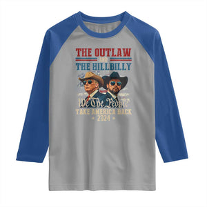 Trump Vance 2024 Raglan Shirt The Outlaw and The Hillbilly Take America Back Retro American Flag TS02 Sport Gray Royal Print Your Wear