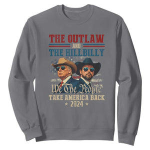 Trump Vance 2024 Sweatshirt The Outlaw and The Hillbilly Take America Back Retro American Flag TS02 Charcoal Print Your Wear
