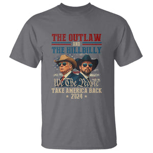 Trump Vance 2024 T Shirt The Outlaw and The Hillbilly Take America Back Retro American Flag TS02 Charcoal Print Your Wear