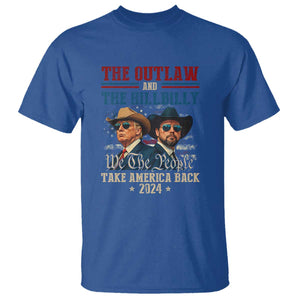 Trump Vance 2024 T Shirt The Outlaw and The Hillbilly Take America Back Retro American Flag TS02 Royal Blue Print Your Wear