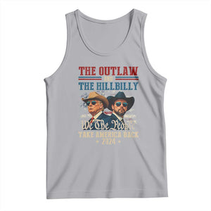 Trump Vance 2024 Tank Top The Outlaw and The Hillbilly Take America Back Retro American Flag TS02 Athletic Heather Print Your Wear