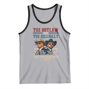Trump Vance 2024 Tank Top The Outlaw and The Hillbilly Take America Back Retro American Flag TS02 Athletic Heather Black Print Your Wear