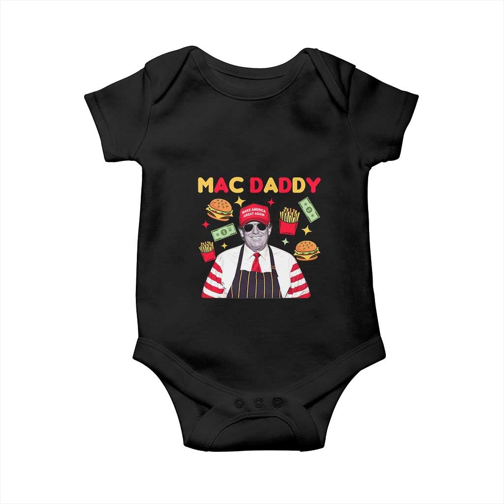 Funny Donald Trump 2024 Baby Onesie Mac Daddy America Fast Food TS02 Black Print Your Wear