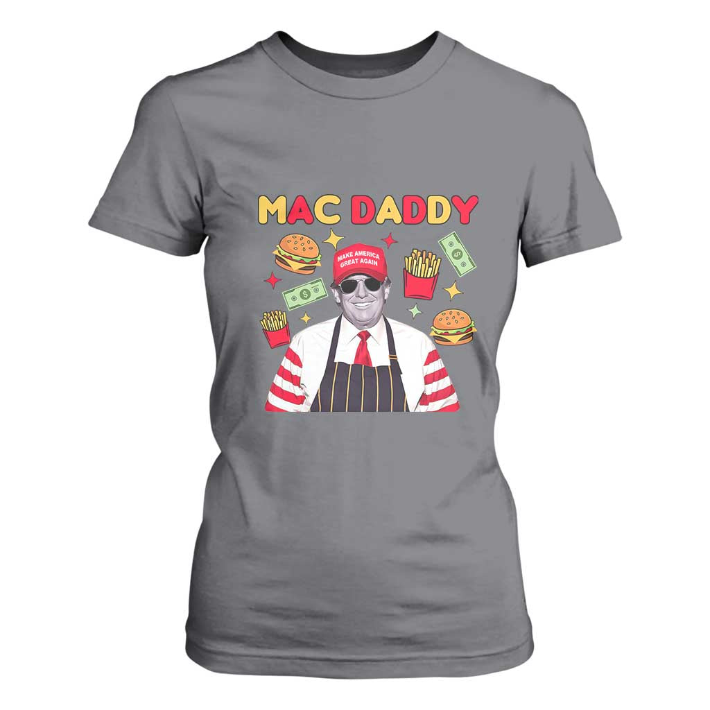 Funny Donald Trump 2024 T Shirt For Women Mac Daddy America Fast Food TS02 Charcoal Print Your Wear