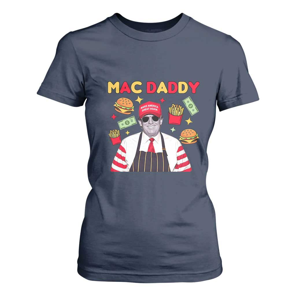 Funny Donald Trump 2024 T Shirt For Women Mac Daddy America Fast Food TS02 Navy Print Your Wear