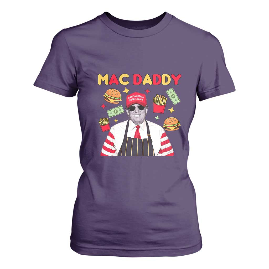 Funny Donald Trump 2024 T Shirt For Women Mac Daddy America Fast Food TS02 Purple Print Your Wear
