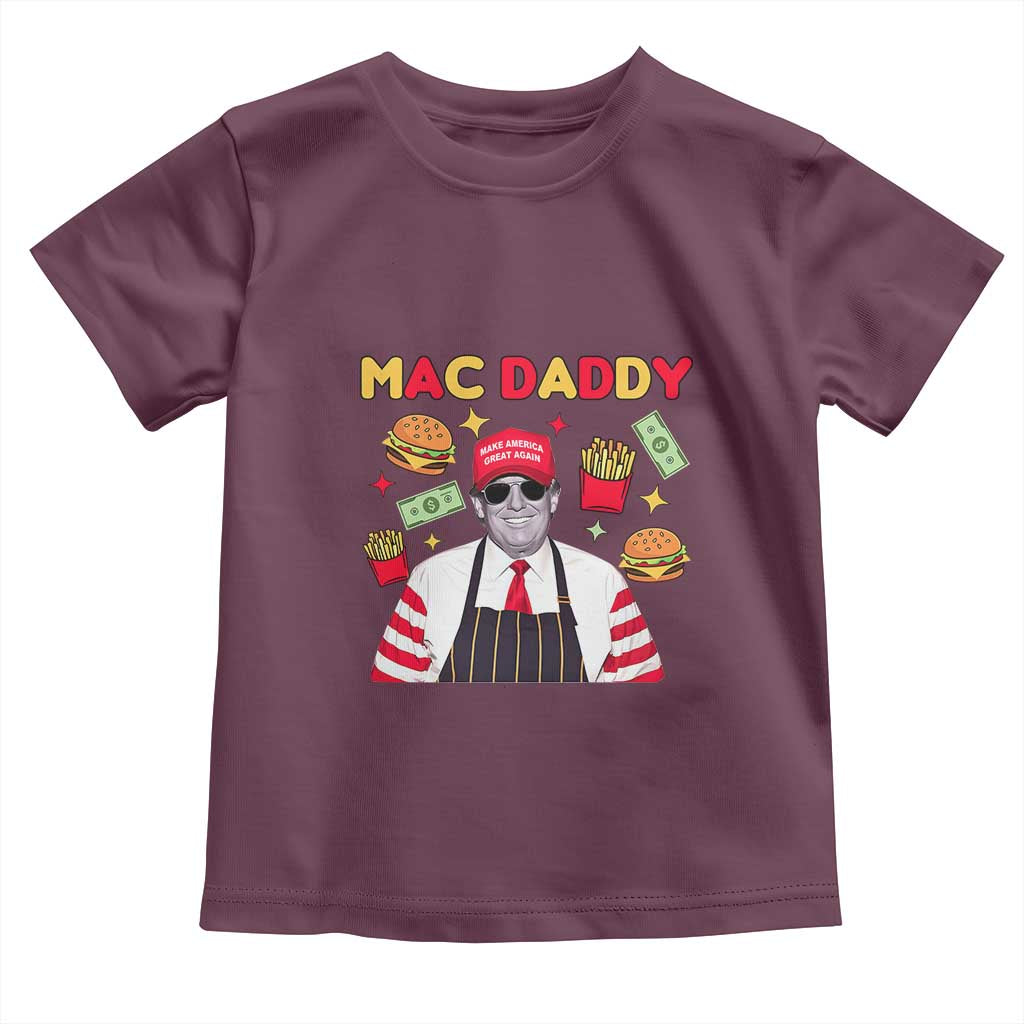 Funny Donald Trump 2024 Toddler T Shirt Mac Daddy America Fast Food TS02 Maroon Print Your Wear