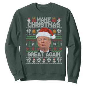 Funny Christmas Trump Sweatshirt Make Xmas Great Again Donald Kiss Pajamas TS02 Dark Forest Green Print Your Wear