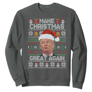 Funny Christmas Trump Sweatshirt Make Xmas Great Again Donald Kiss Pajamas TS02 Dark Heather Print Your Wear