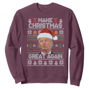 Funny Christmas Trump Sweatshirt Make Xmas Great Again Donald Kiss Pajamas TS02 Maroon Print Your Wear