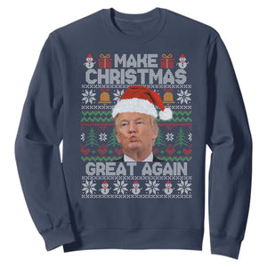 Funny Christmas Trump Sweatshirt Make Xmas Great Again Donald Kiss Pajamas TS02 Navy Print Your Wear