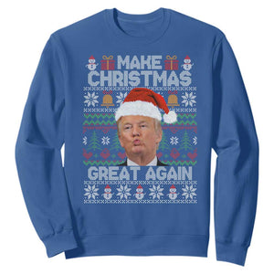 Funny Christmas Trump Sweatshirt Make Xmas Great Again Donald Kiss Pajamas TS02 Royal Blue Print Your Wear