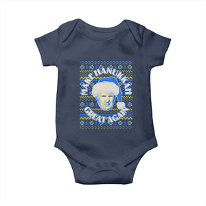 Funny Hanukkah Trump Baby Onesie Make Hanukkah Great Again Retro Vintage Santa Donald TS02 Navy Print Your Wear
