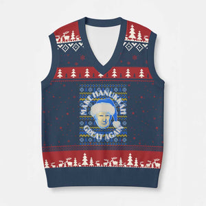 Funny Hanukkah Trump V-Neck Knit Sweater Vest Make Hanukkah Great Again Retro Vintage Santa Donald TS02 Navy Red Print Your Wear