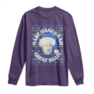 Funny Hanukkah Trump Long Sleeve Shirt Make Hanukkah Great Again Retro Vintage Santa Donald TS02 Purple Print Your Wear