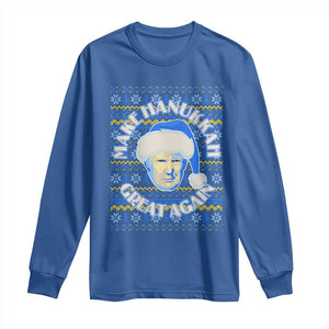Funny Hanukkah Trump Long Sleeve Shirt Make Hanukkah Great Again Retro Vintage Santa Donald TS02 Royal Blue Print Your Wear