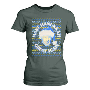 Funny Hanukkah Trump T Shirt For Women Make Hanukkah Great Again Retro Vintage Santa Donald TS02 Dark Forest Green Print Your Wear