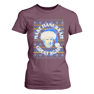 Funny Hanukkah Trump T Shirt For Women Make Hanukkah Great Again Retro Vintage Santa Donald TS02 Maroon Print Your Wear