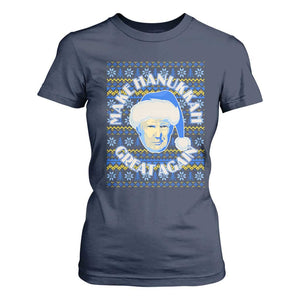 Funny Hanukkah Trump T Shirt For Women Make Hanukkah Great Again Retro Vintage Santa Donald TS02 Navy Print Your Wear