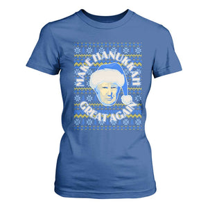 Funny Hanukkah Trump T Shirt For Women Make Hanukkah Great Again Retro Vintage Santa Donald TS02 Royal Blue Print Your Wear