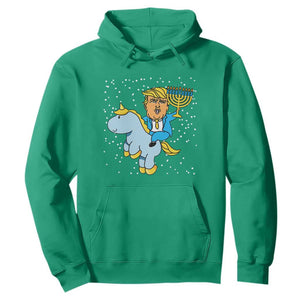 Funny Hanukkah Trump Hoodie Riding Unicorn Menorah Jewish Chanukah Gift TS02 Irish Green Print Your Wear