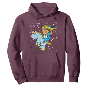 Funny Hanukkah Trump Hoodie Riding Unicorn Menorah Jewish Chanukah Gift TS02 Maroon Print Your Wear