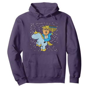 Funny Hanukkah Trump Hoodie Riding Unicorn Menorah Jewish Chanukah Gift TS02 Purple Print Your Wear