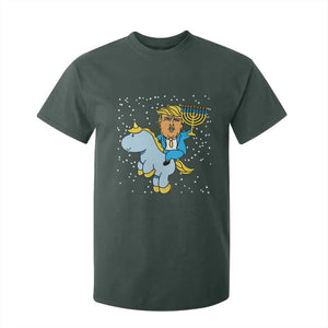 Funny Hanukkah Trump T Shirt For Kid Riding Unicorn Menorah Jewish Chanukah Gift TS02 Dark Forest Green Print Your Wear
