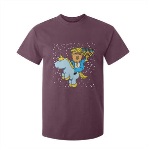 Funny Hanukkah Trump T Shirt For Kid Riding Unicorn Menorah Jewish Chanukah Gift TS02 Maroon Print Your Wear
