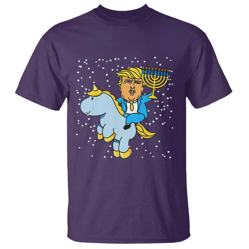 Funny Hanukkah Trump T Shirt Riding Unicorn Menorah Jewish Chanukah Gift TS02 Purple Print Your Wear