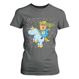 Funny Hanukkah Trump T Shirt For Women Riding Unicorn Menorah Jewish Chanukah Gift TS02 Dark Heather Print Your Wear