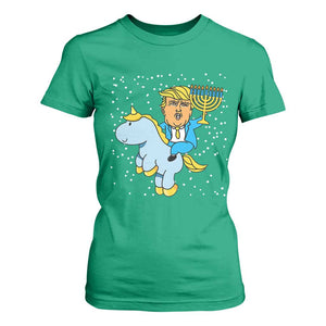 Funny Hanukkah Trump T Shirt For Women Riding Unicorn Menorah Jewish Chanukah Gift TS02 Irish Green Print Your Wear