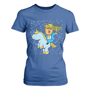 Funny Hanukkah Trump T Shirt For Women Riding Unicorn Menorah Jewish Chanukah Gift TS02 Royal Blue Print Your Wear