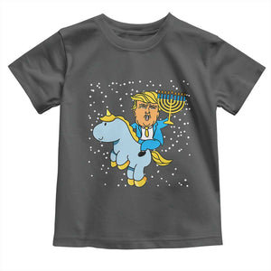 Funny Hanukkah Trump Toddler T Shirt Riding Unicorn Menorah Jewish Chanukah Gift TS02 Dark Heather Print Your Wear
