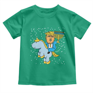 Funny Hanukkah Trump Toddler T Shirt Riding Unicorn Menorah Jewish Chanukah Gift TS02 Irish Green Print Your Wear