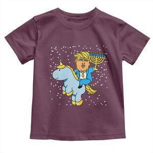 Funny Hanukkah Trump Toddler T Shirt Riding Unicorn Menorah Jewish Chanukah Gift TS02 Maroon Print Your Wear