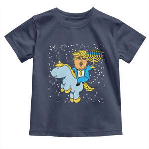 Funny Hanukkah Trump Toddler T Shirt Riding Unicorn Menorah Jewish Chanukah Gift TS02 Navy Print Your Wear